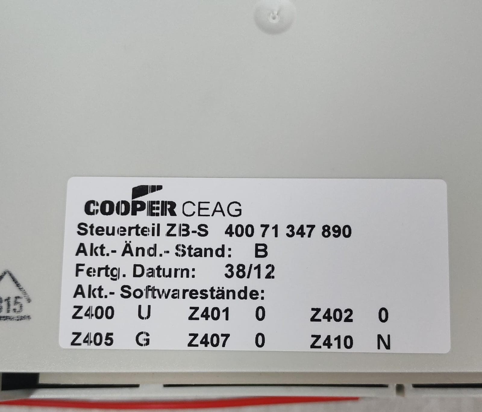 COOPER CEAG ZB-S 40071347890 COOPER CEAG STEUERTEIL ZB-S 40071347890 CONTROL PART 6
