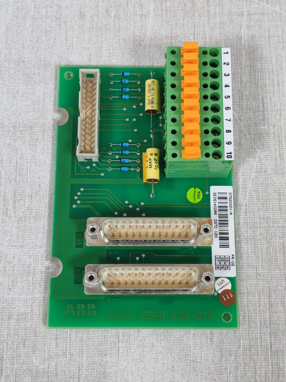 ABB 2668-184-678 57520001-A PR:02 ABB 2668-184-678 57520001-A PR:02 PRINTED CIRCUIT BOARD 8