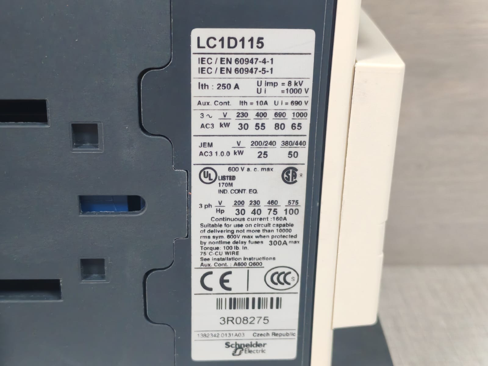 Schneider Electric LC1D115 / LC1D115M7 TELEMECANIQUE LC1D115 / LC1D115M7 3 Pole Contactor 6