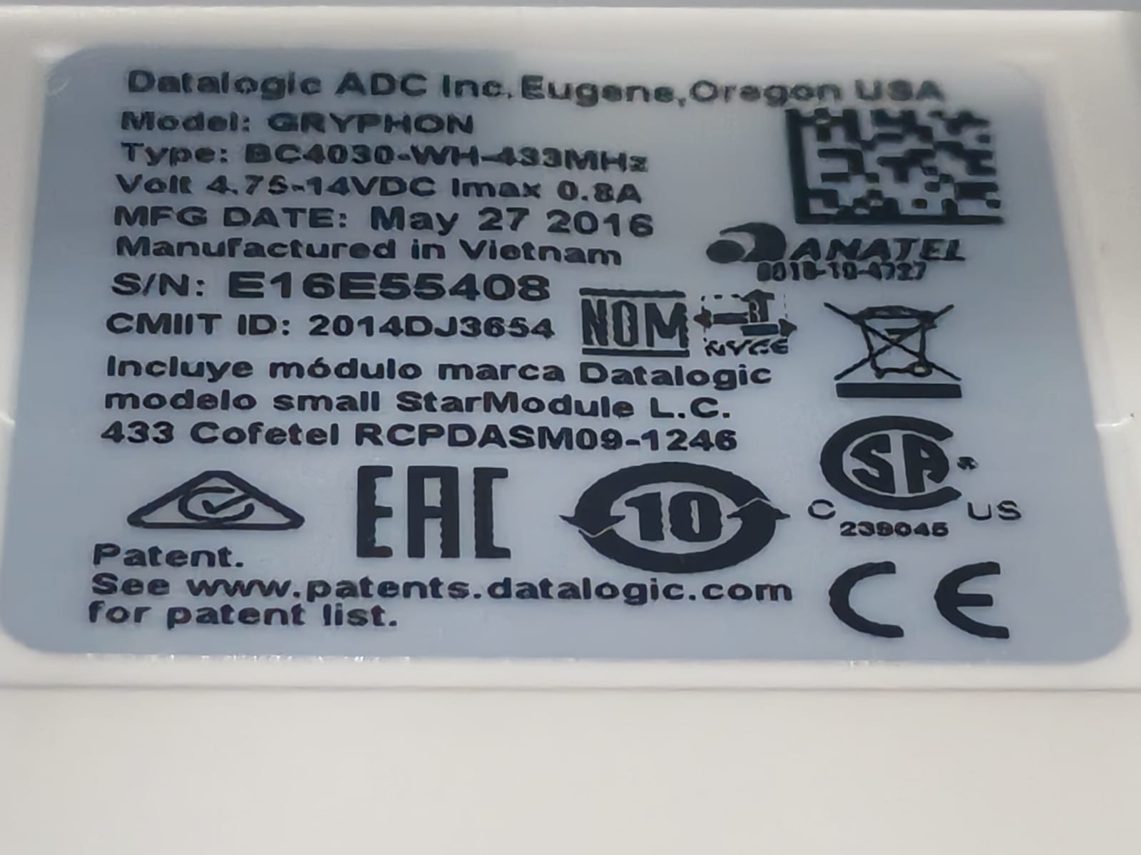 Datalogic BC4030-WH-433 DATALOGIC GRYPHON BC4030-WH-433 Base/Charger 6