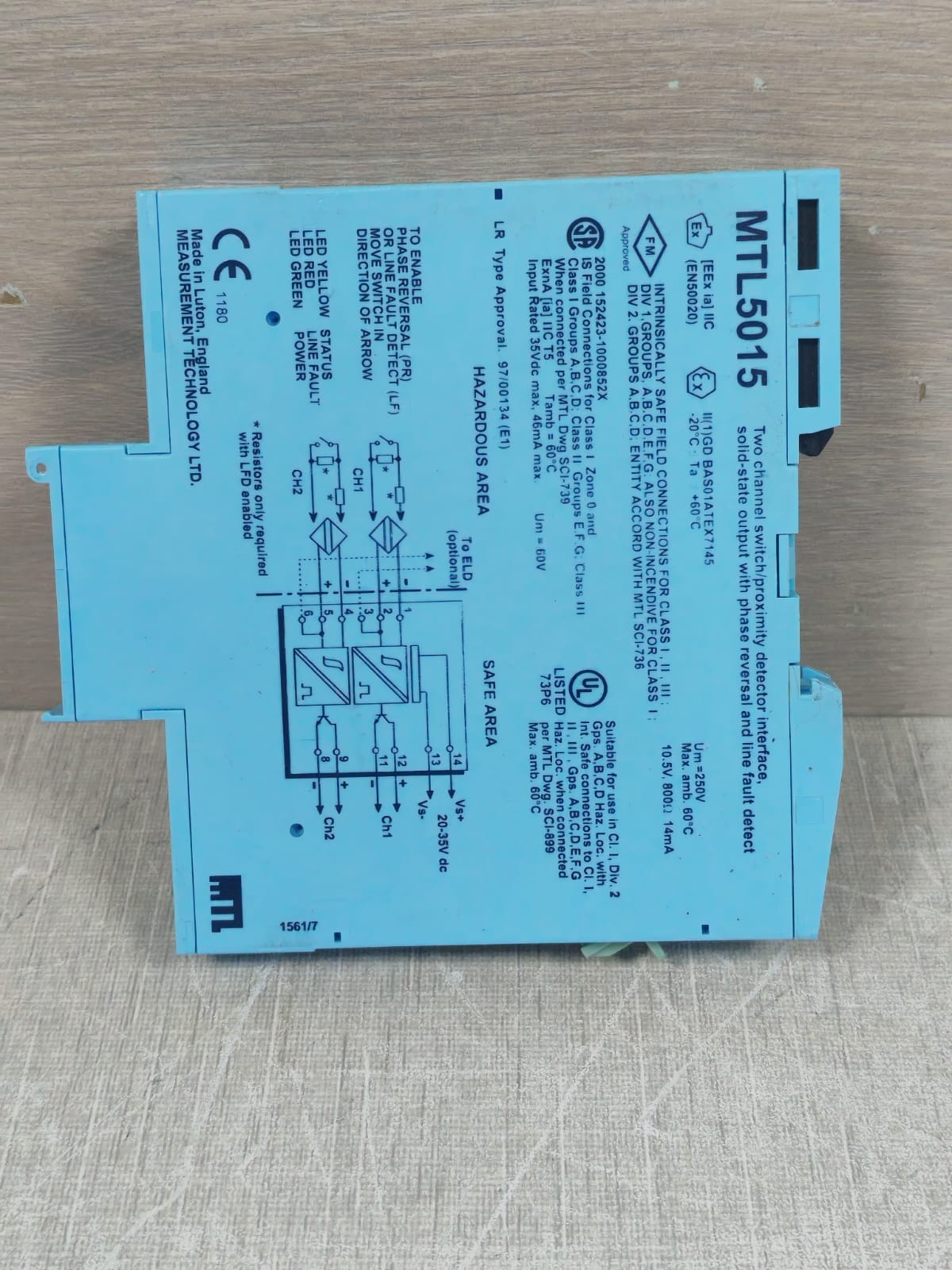 MEASUREMENT TECHNOLOGY MTL5015 MEASUREMENT TECHNOLOGY MTL5015 2 CHANNEL SWITCH/PROXIMITY DETECTOR INTERFACE 6