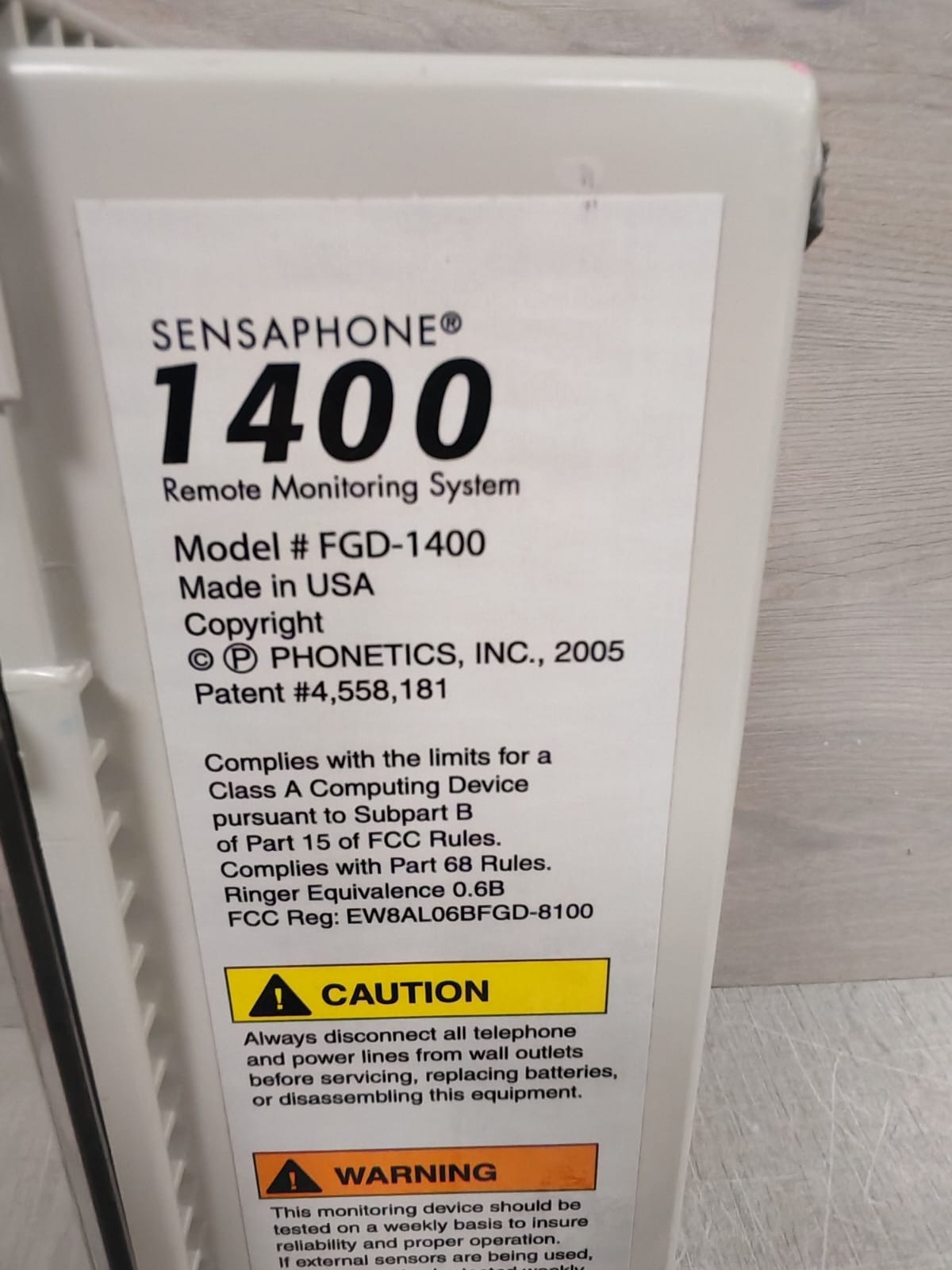 SENSAPHONE FGD-1400 SENSAPHONE 1400 FGD-1400 REMOTE MONITORING SYSTEM 9
