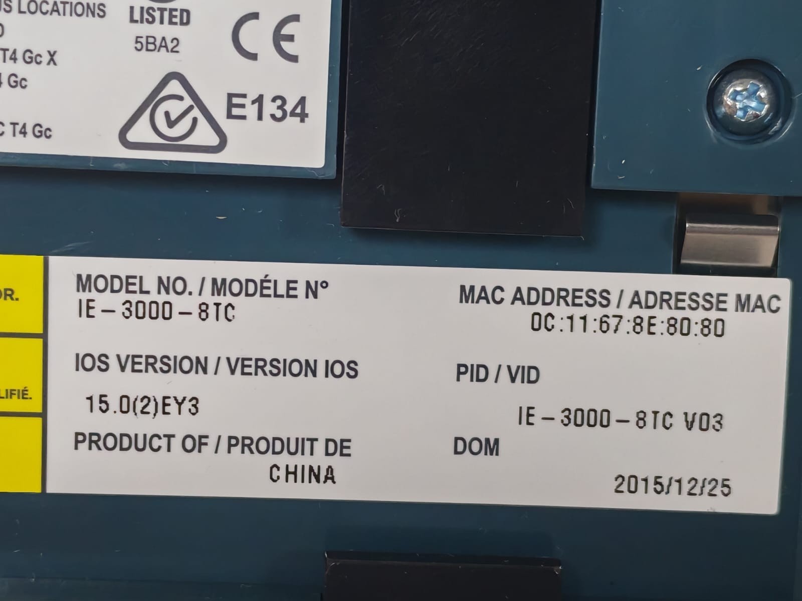 Cisco IE-3000-8TC CISCO IE-3000-8TC 8-Port Industrial Switch 5