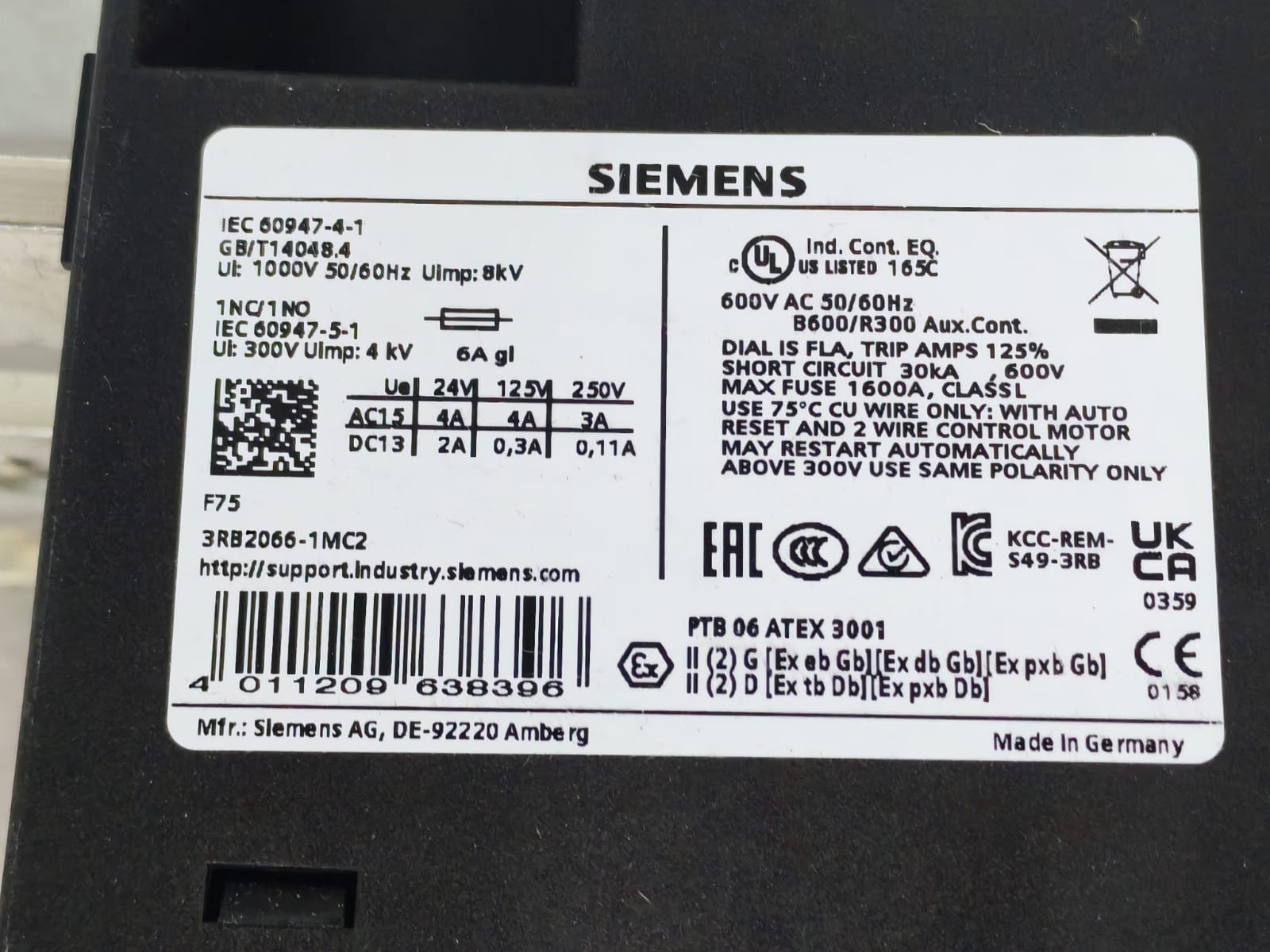 Siemens 3RB2066-1MC2 SIEMENS 3RB2066-1MC2 Sirius Overload Relay 4