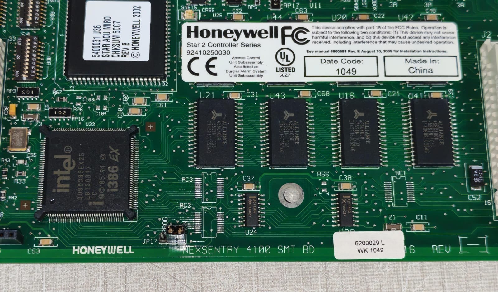 Honeywell NEXSENTRY 4100 SMT BD HONEYWELL NEXSENTRY 4100 SMT BD 6200029 L CONTROL MODULE 9