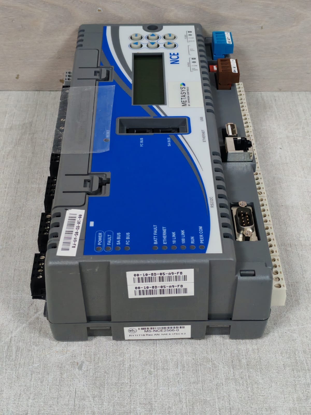 Johnson Controls NCE MS-NCE2566-0 JOHNSON CONTROLS NCE MS-NCE2566-0 METASYS NETWORK CONTROL ENGINE 10