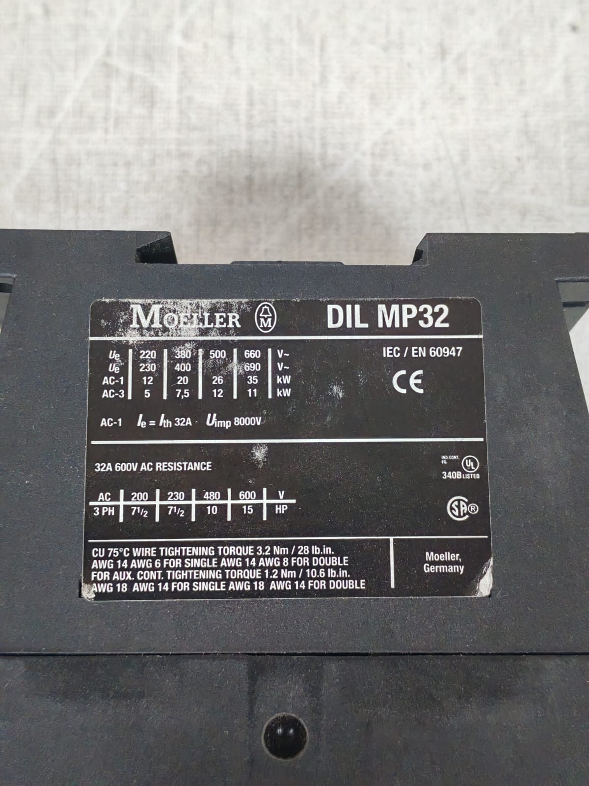 Moeller DILMP32/ DIL MP32-10 MOELLER DILMP32/ DIL MP32-10 POWER CONTACTOR 5