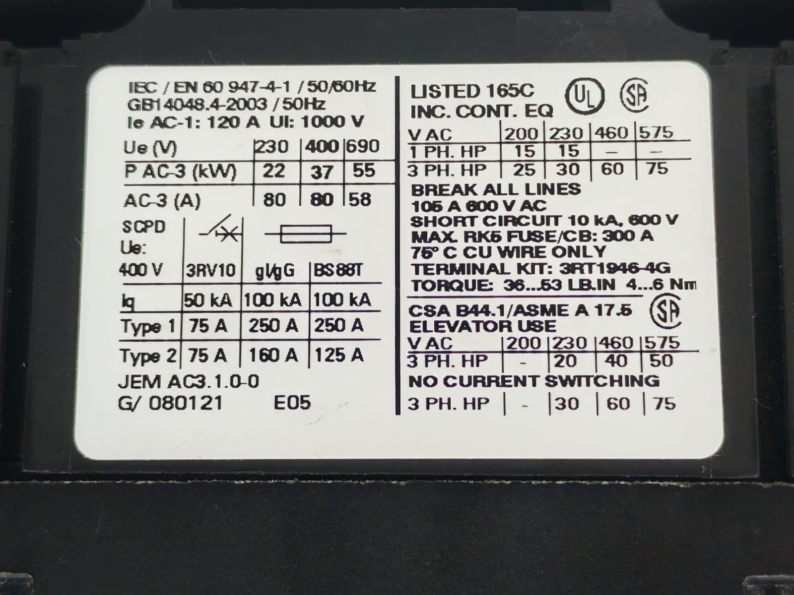 Siemens 3RT1045-1AP04 Siemens 3RT1045-1AP04 Power Contactor 5