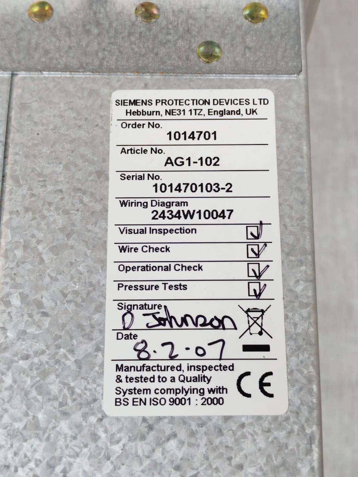 Siemens DCD114A SIEMENS REYROLLE ARGUS 1 DCD114A 7SG1111-3AA01-0CA0 PROTECTION HEALTHY 10