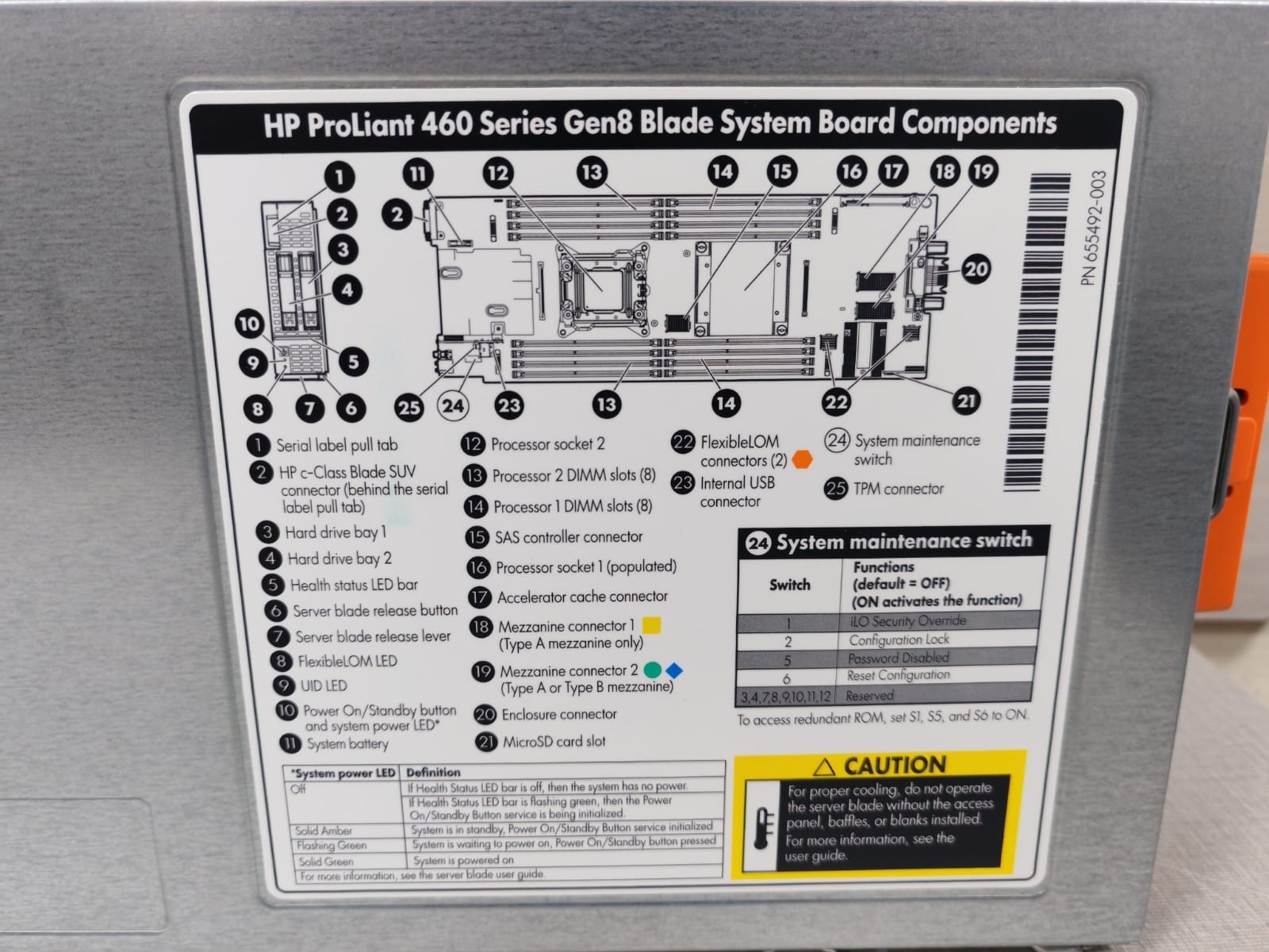 HP BL460C/460 HP PROLIANT BL460C/460 SERIES GEN8 BLADE SYSTEM BOARD COMPONENTS HSTNS-BC54-S 7