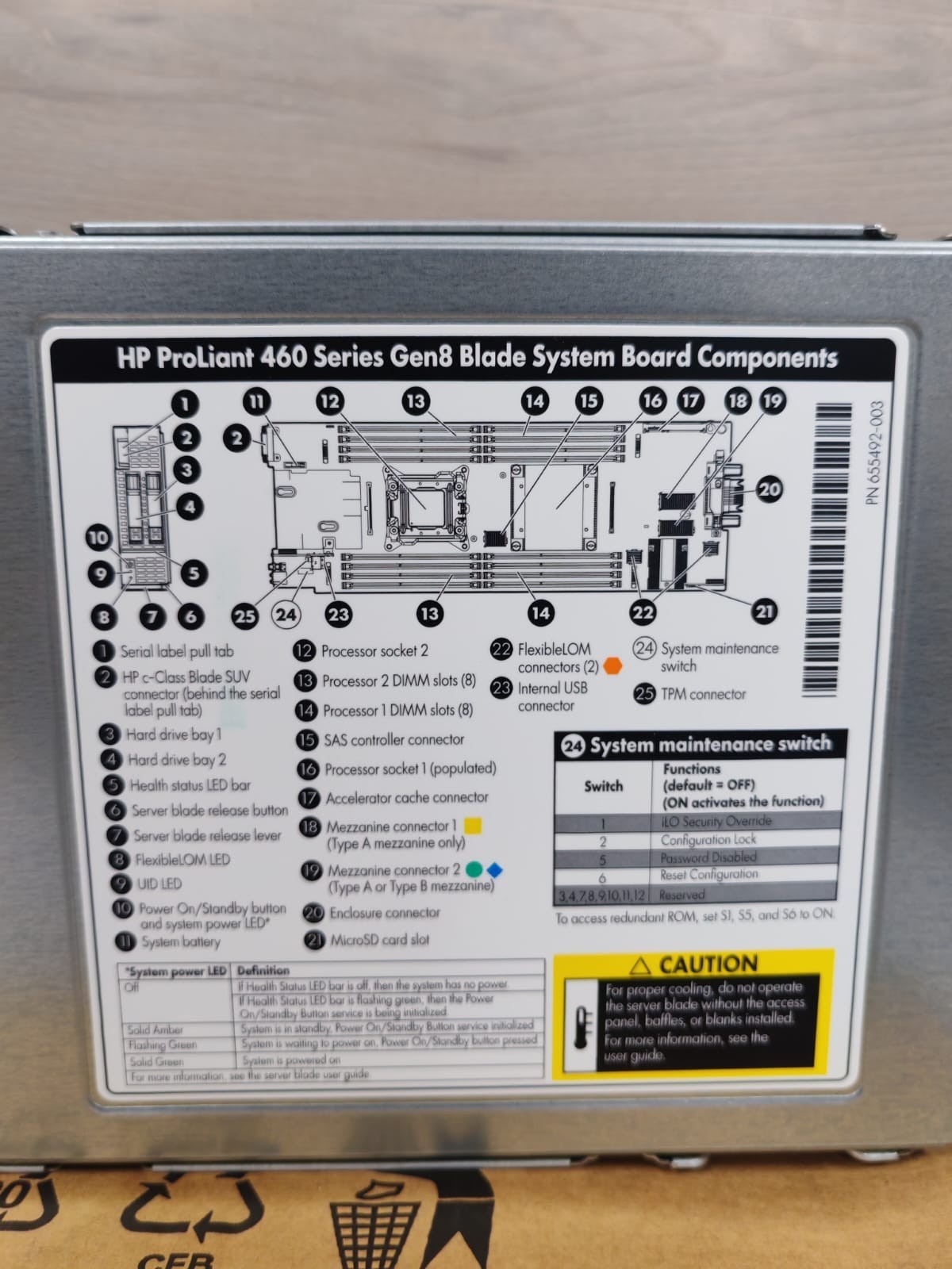 HP BL460C/460 HP PROLIANT BL460C/460 SERIES GEN8 BLADE SYSTEM BOARD COMPONENTS HSTNS-BC54-S 9