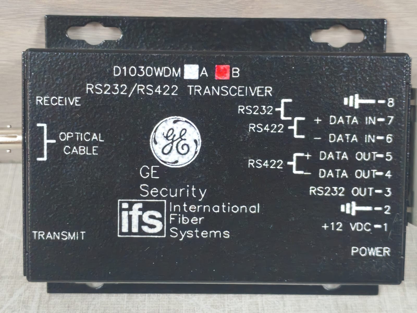 GE D1030WDMB GE SECURITY INTERNATIONAL FIBER SYSTEMS D1030WDMB RS232/RS422 TRANSCEIVER 3