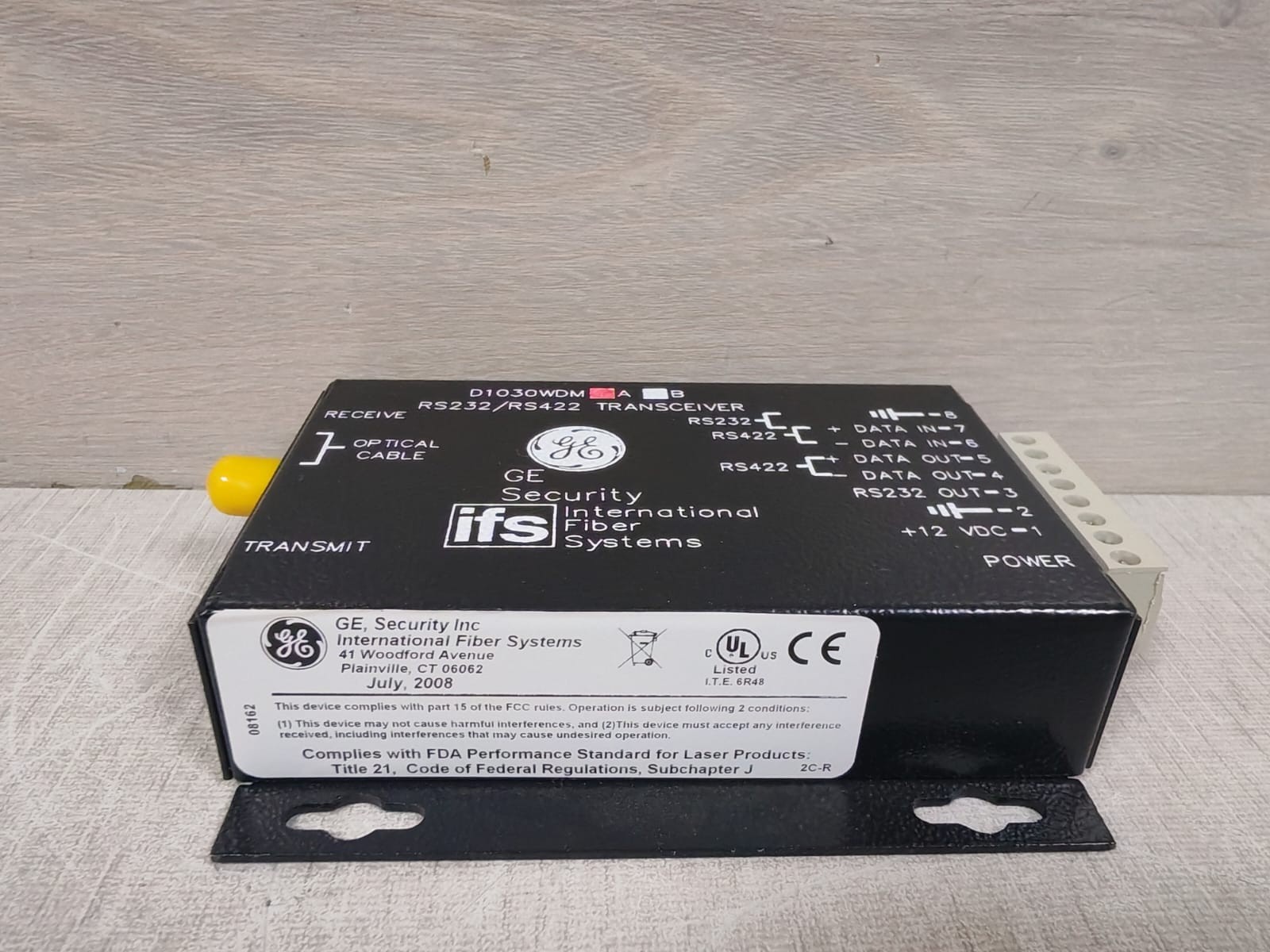 GE D1030WDMA GE SECURITY INTERNATIONAL FIBER SYSTEMS D1030WDMA RS232/RS422 TRANSCEIVER 5