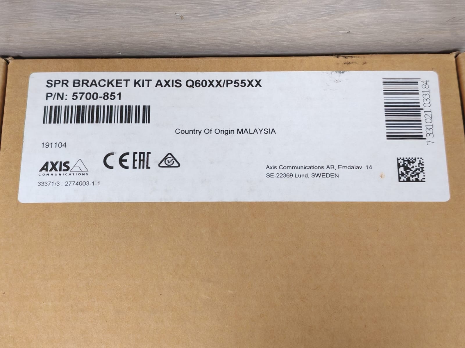 Axis 5700-851 SPR BRACKET KIT AXIS Q60XX/P55XX 5700-851 5