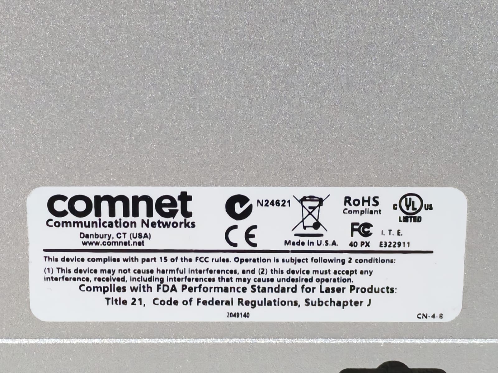 Comnet FVT41/FVT41S1 COMNET FVT41/FVT41S1 4-CHANNEL VIDEO TRANSMITTER 6