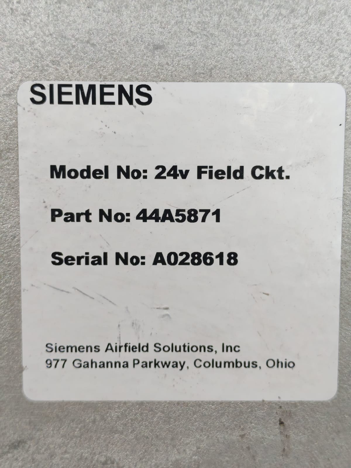 Siemens 44A5871 SIEMENS 24V FIELD CKT. 44A5871 POWER SUPPLY 3