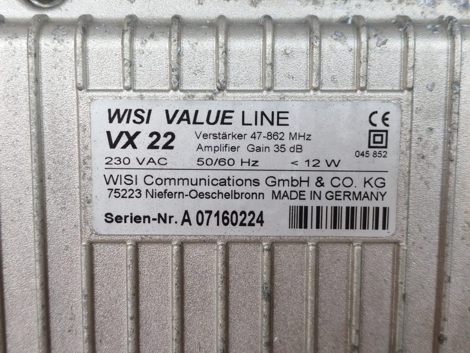 WISI COMMUNICATIONS VX22 WISI VX22 COMMUNICATIONS VALUE LINE AMPLIFIER 230VAC 12W 4