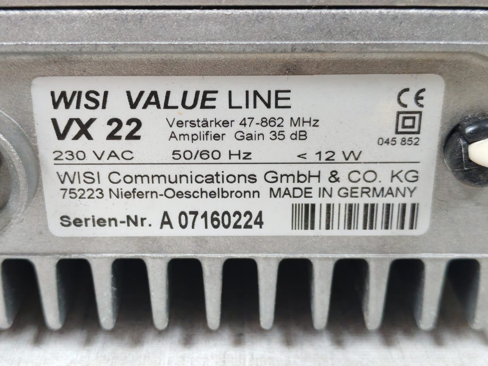 WISI COMMUNICATIONS VX22 WISI VX22 COMMUNICATIONS VALUE LINE AMPLIFIER 230VAC 12W 9