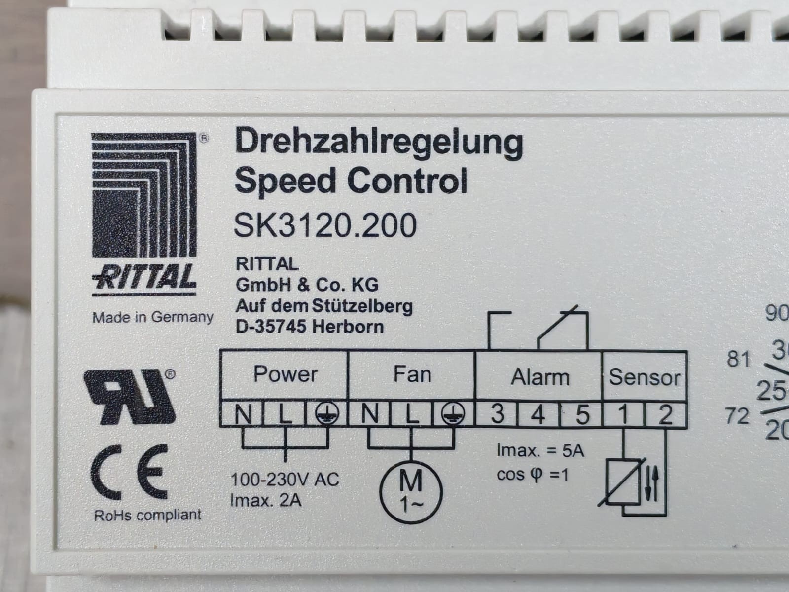 Rittal SK 3120.200 RITTAL SK 3120.200 FAN SPEED CONTROL 4