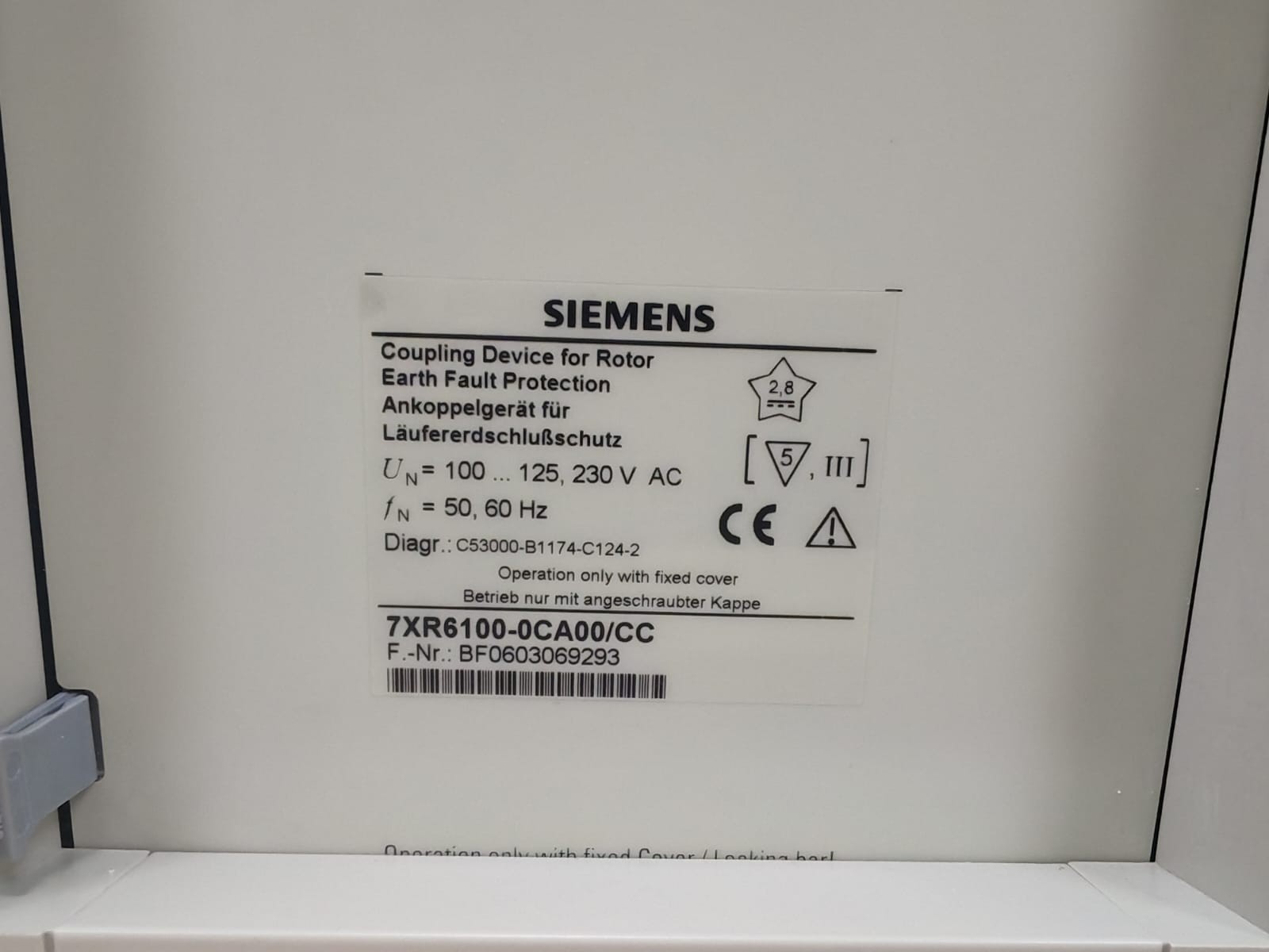 Siemens 7XR6100-0CA00/CC SIEMENS 7XR6100-0CA00/CC COUPLING DEVICE FOR ROTOR EART FAULT PROTECTION 3