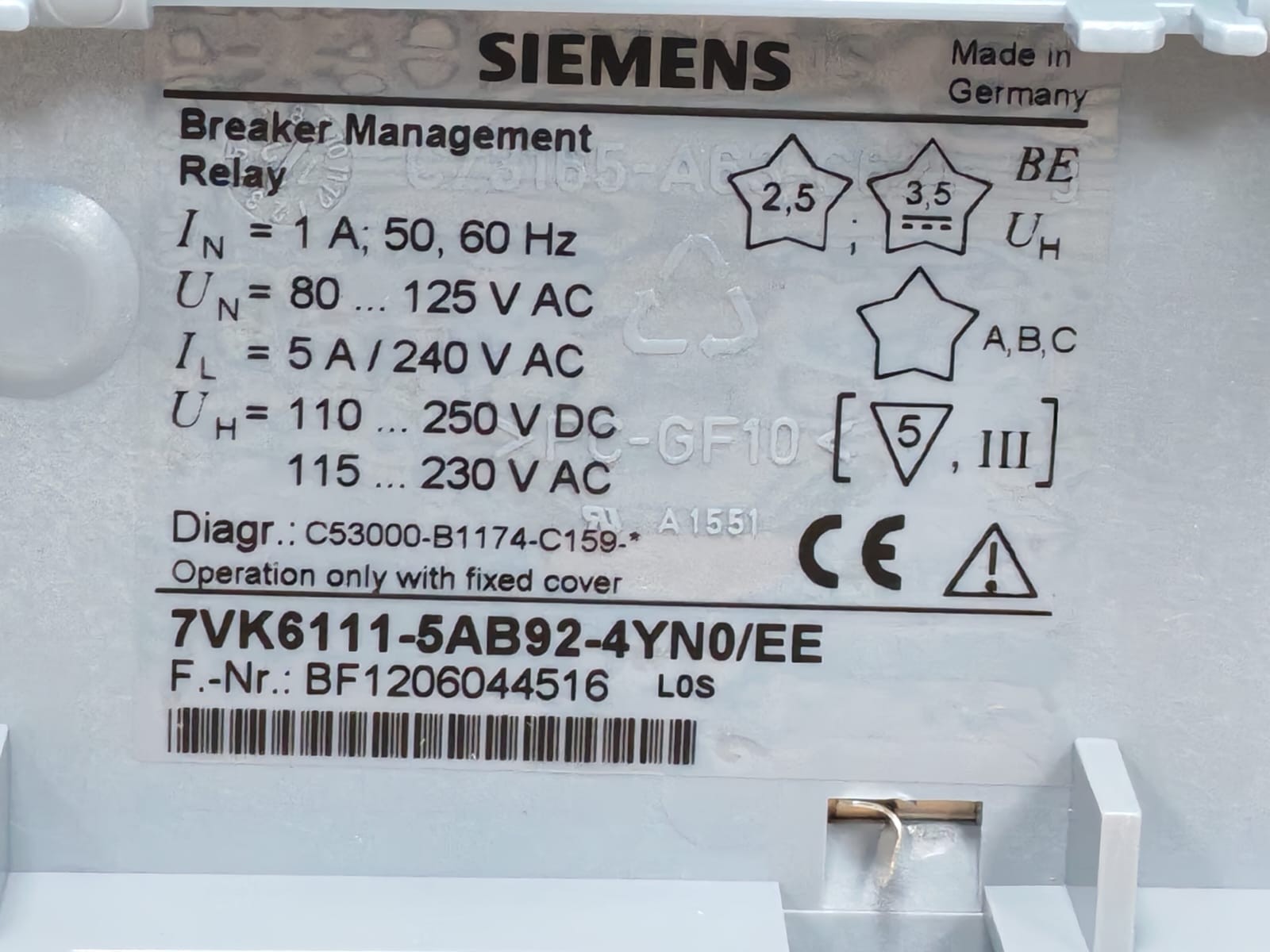 Siemens C53207-A321-B311-1 SIEMENS C53207-A321-B311-1 SIPROTEC FRONT UNIT 4 1/2 TEXT DISPLAY 6