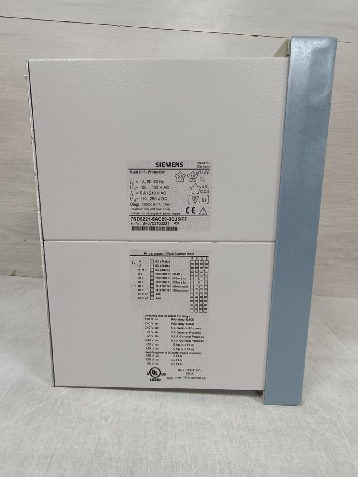 Siemens 7SD5 SIEMENS SIPROTEC 7SD5 7SD5221-5AC29-0CJ5/FF MULTI DIFFERENTIAL PROTECTION RELAY 4