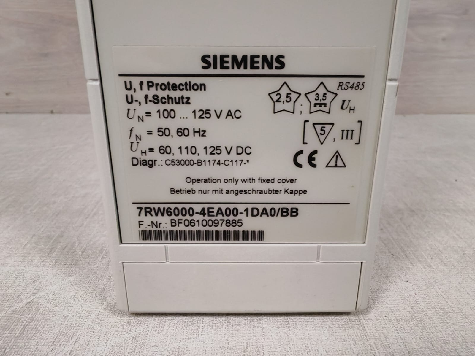Siemens 7RW6000-4EA00-1DA0/BB SIEMENS 7RW6000-4EA00-1DA0/BB NUMERICAL VOLTAGE AND FREQUENCY PROTECTION 6