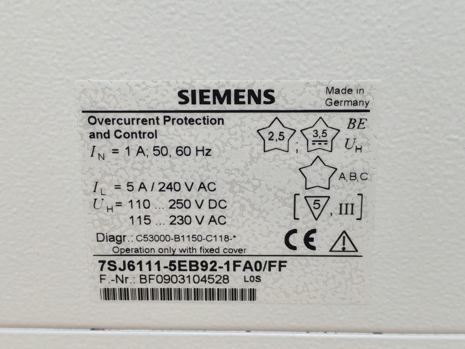 Siemens 7SJ6111-5EB92-1FA0/FF SIEMENS 7SJ6111-5EB92-1FA0/FF OVERCURRENT PROTECTION AND CONTROL 4