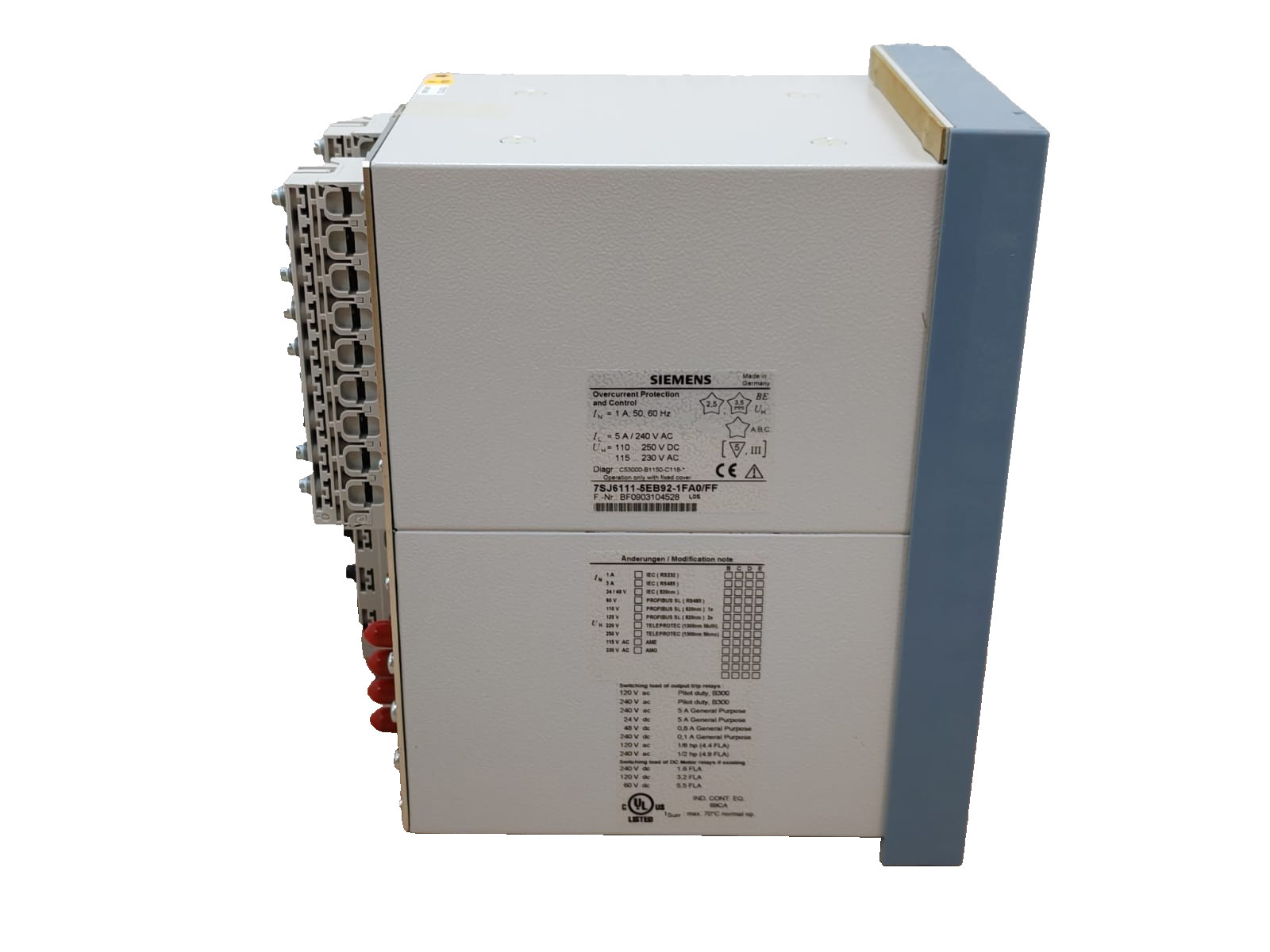 Siemens 7SJ6111-5EB92-1FA0/FF SIEMENS 7SJ6111-5EB92-1FA0/FF OVERCURRENT PROTECTION AND CONTROL 5