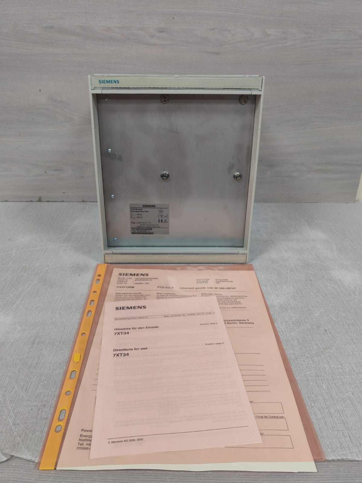 Siemens 7XT3400-0CA00/BB SIEMENS 7XT3400-0CA00/BB 20-Hz BAND-PASS FILTER 80VA 2