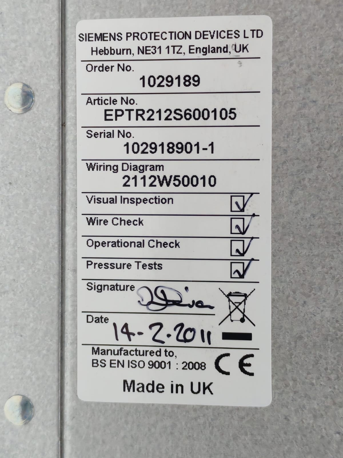 Siemens 7PG1521-2LA60-1CF0 SIEMENS REYROLLE TR212 HIGH SPEED TRIP RELAY 7PG1521-2LA60-1CF0 4