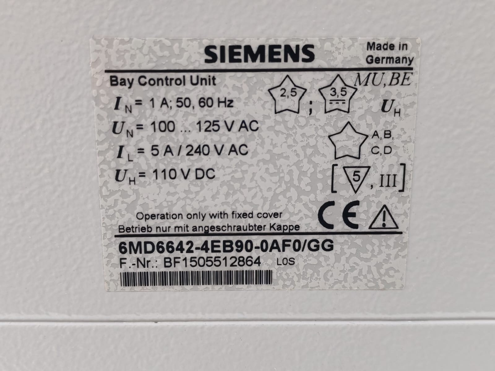 Siemens 6MD6642-4EB90-0AF0/GG SIEMENS 6MD6642-4EB90-0AF0/GG CONTROL UNIT 6