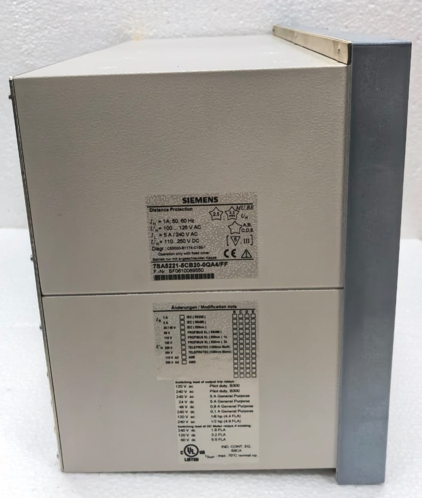 Siemens 7SA5221-5CB20-0QA4/FF SIEMENS 7SA5221-5CB20-0QA4/FF SIPROTEC 7SA52 DISTANCE PROTECTION RELAY 7