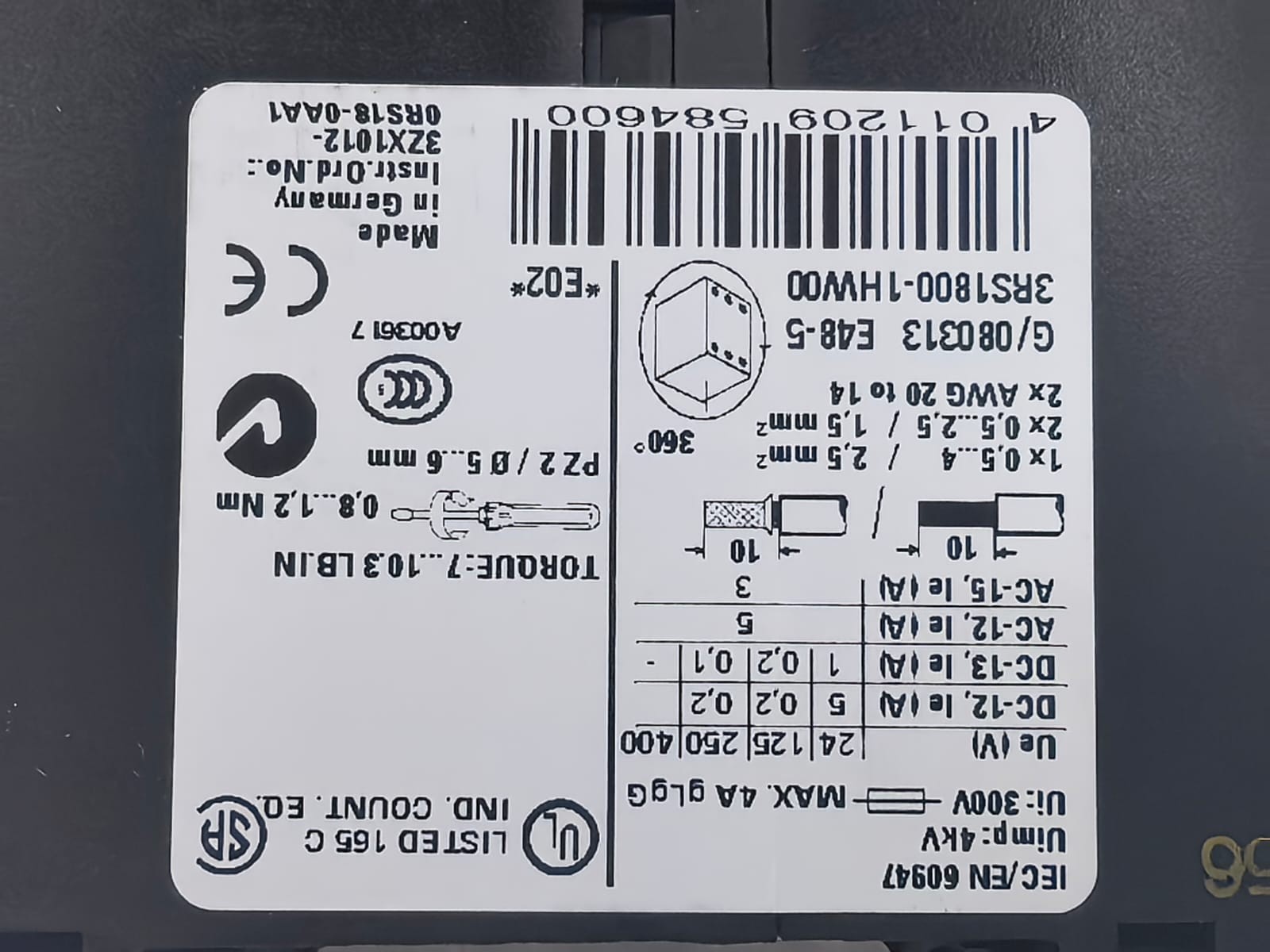 Siemens 3RS1800-1HW00 SIEMENS 3RS1800-1HW00 COUPLING RELAY 7