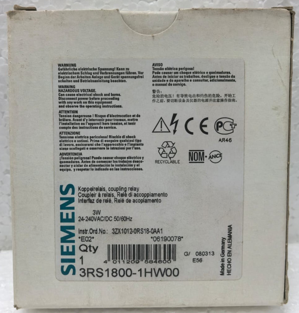 Siemens 3RS1800-1HW00 SIEMENS 3RS1800-1HW00 COUPLING RELAY 10