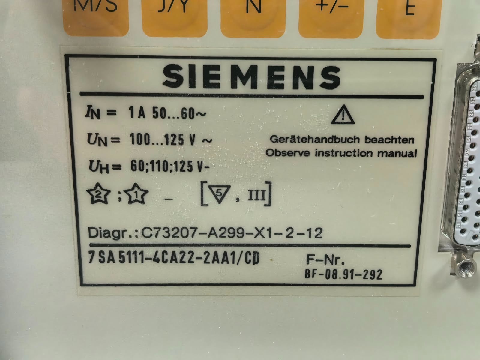Siemens 7SA5111-4CA22-2AA1/CD SIEMENS 7SA5111-4CA22-2AA1/CD NUMEICAL LINE PROTECTION RELAY 7