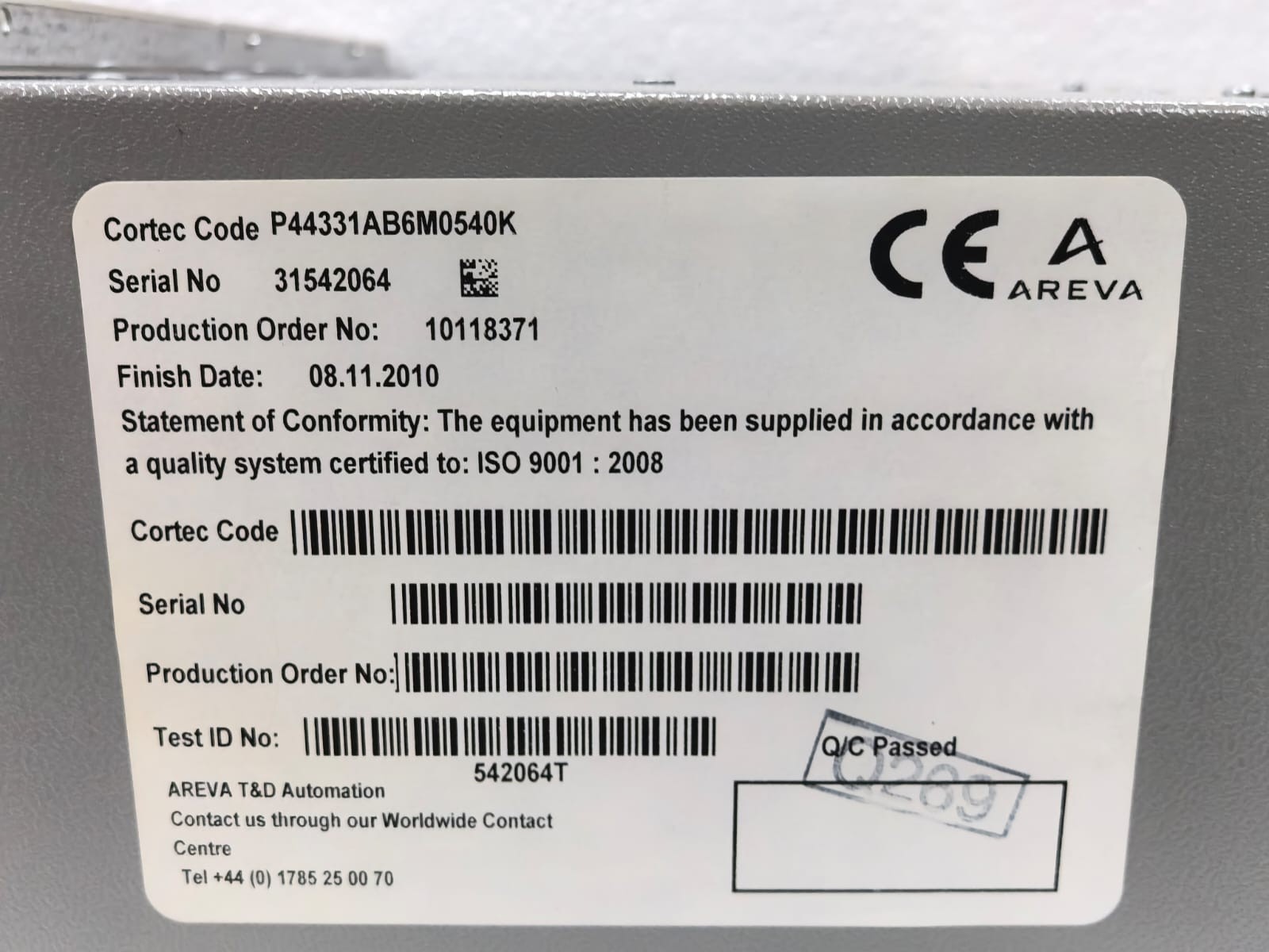 Areva P44331AB6M0540K AREVA P44331AB6M0540K FULL SCHEME AND HIGH PERFORMANCE DISTANCE PROTECTION RELAY 6