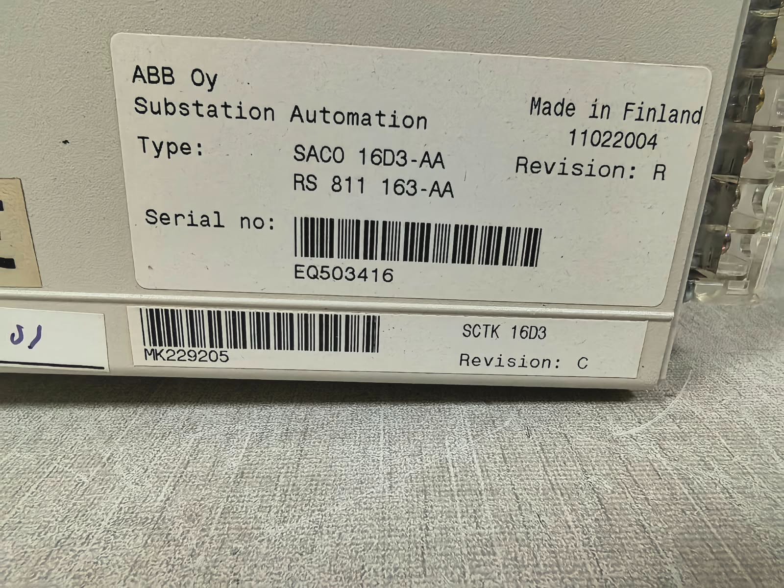 ABB SACO 16D3-AA /RS 811 163-AA REV.R ABB SACO 16D3-AA /RS 811 163-AA REV.R DIGITAL ANNUNCIATOR UNIT 8