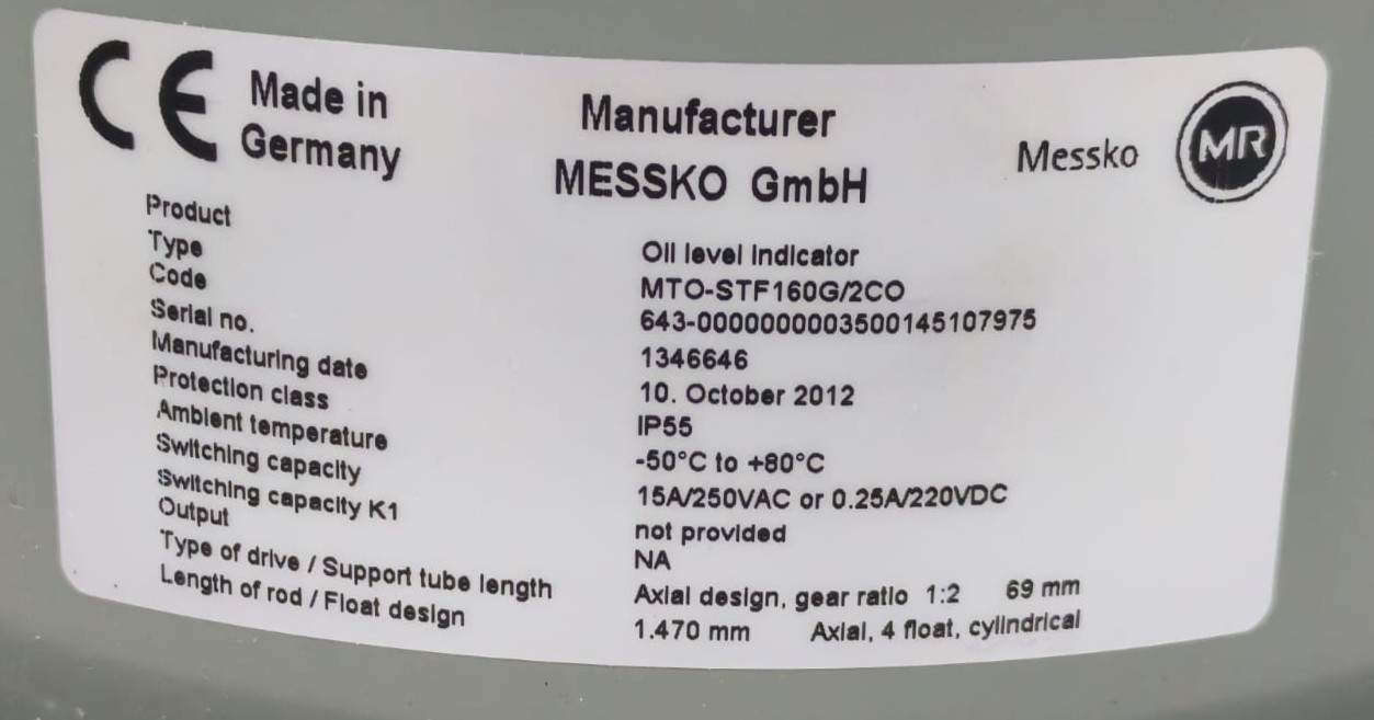 MESSKO MTO-STF160G/2CO MESSKO MTO-STF160G/2CO OIL LEVEL INDICATOR 6