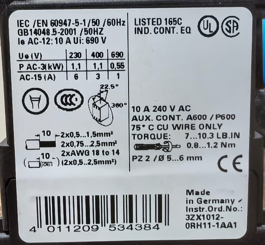 Siemens 3RH1422-1BW40 SIEMENS 3RH1422-1BG40 CONTACTOR RELAY 4
