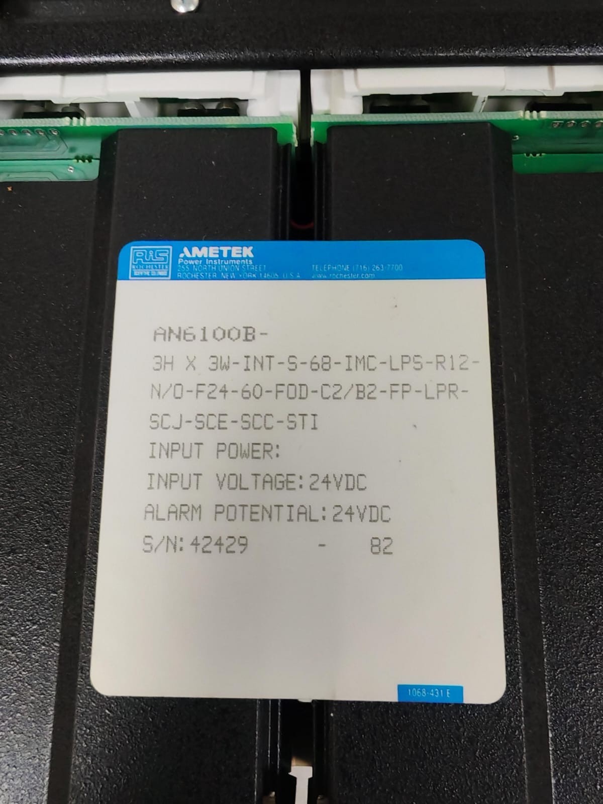 ROSHESTER / AMETEK AN6100B ROSHESTER / AMETEK AN6100B 8036-041SCJ PANEL METER 6