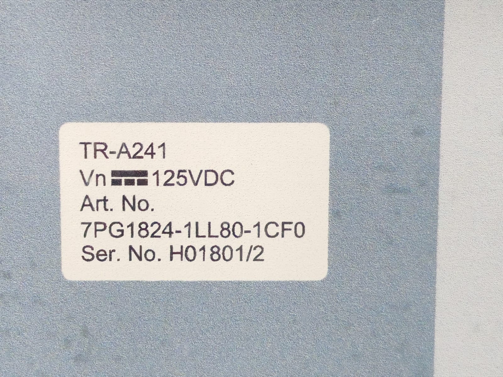 Siemens A241 SIEMENS TR-A241 7PG1824-1LL80-1CF0 HIGH BURDEN TRIPPING RELAY 125VDC 4