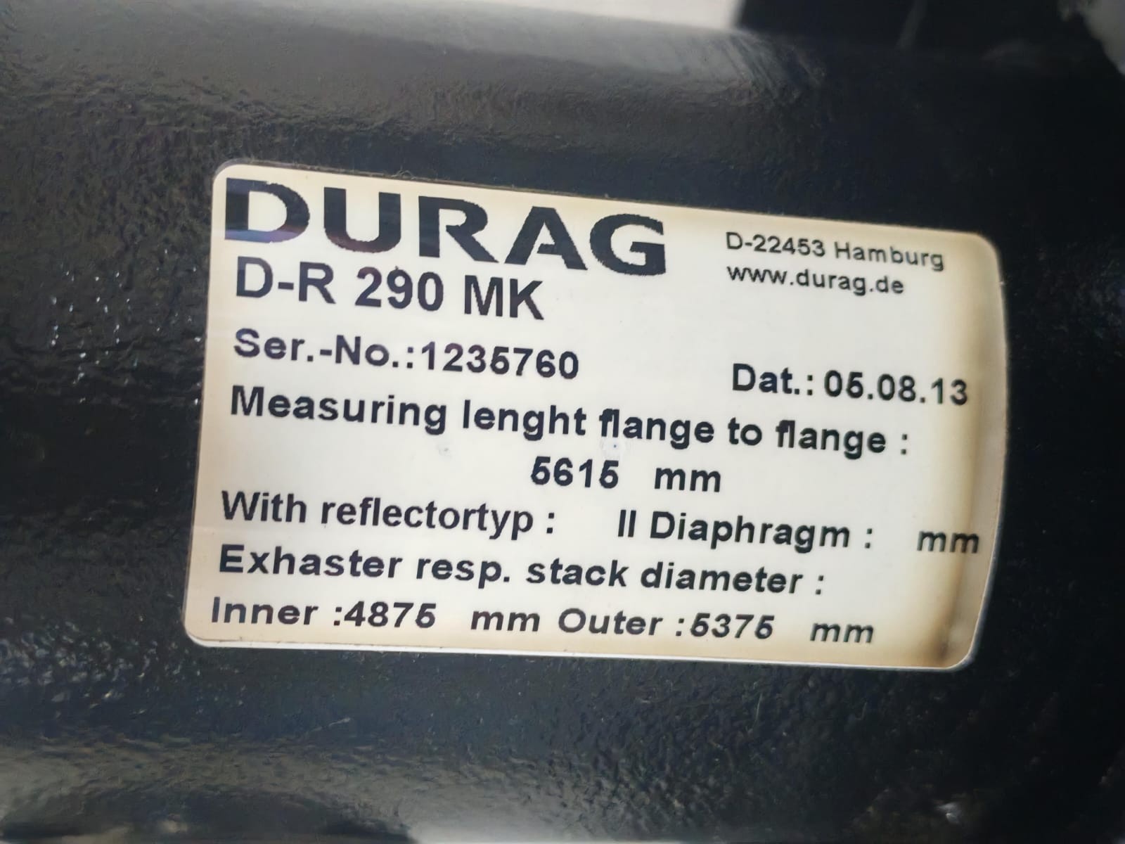 Monitor D-R DURAG D-R 290 M P/N:1107235 DUST AND OPACITY MONITOR 10