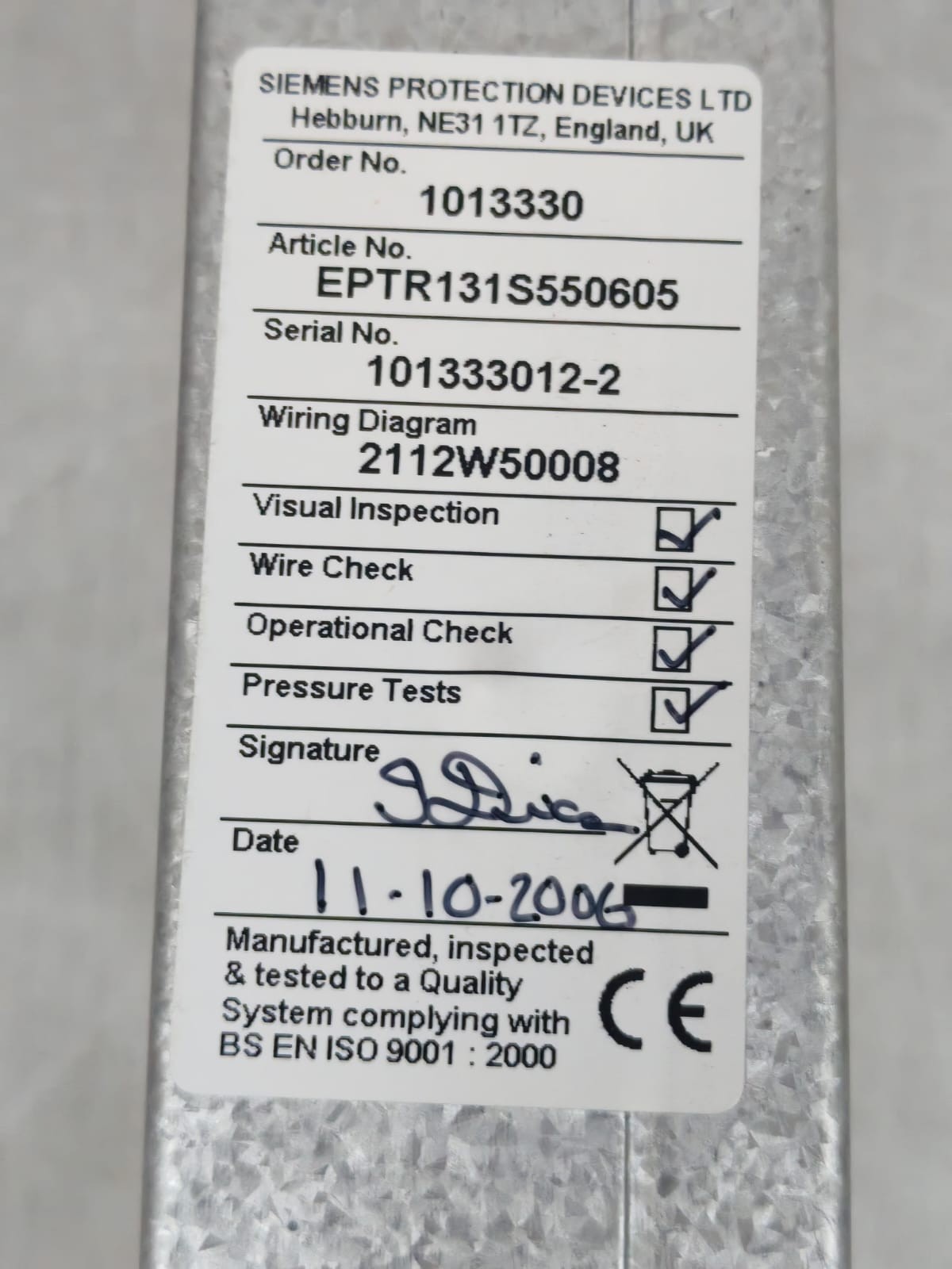 Reyrolle TR131 REYROLLE TR131 EPTR131S550605 PROTECTION RELAY 7