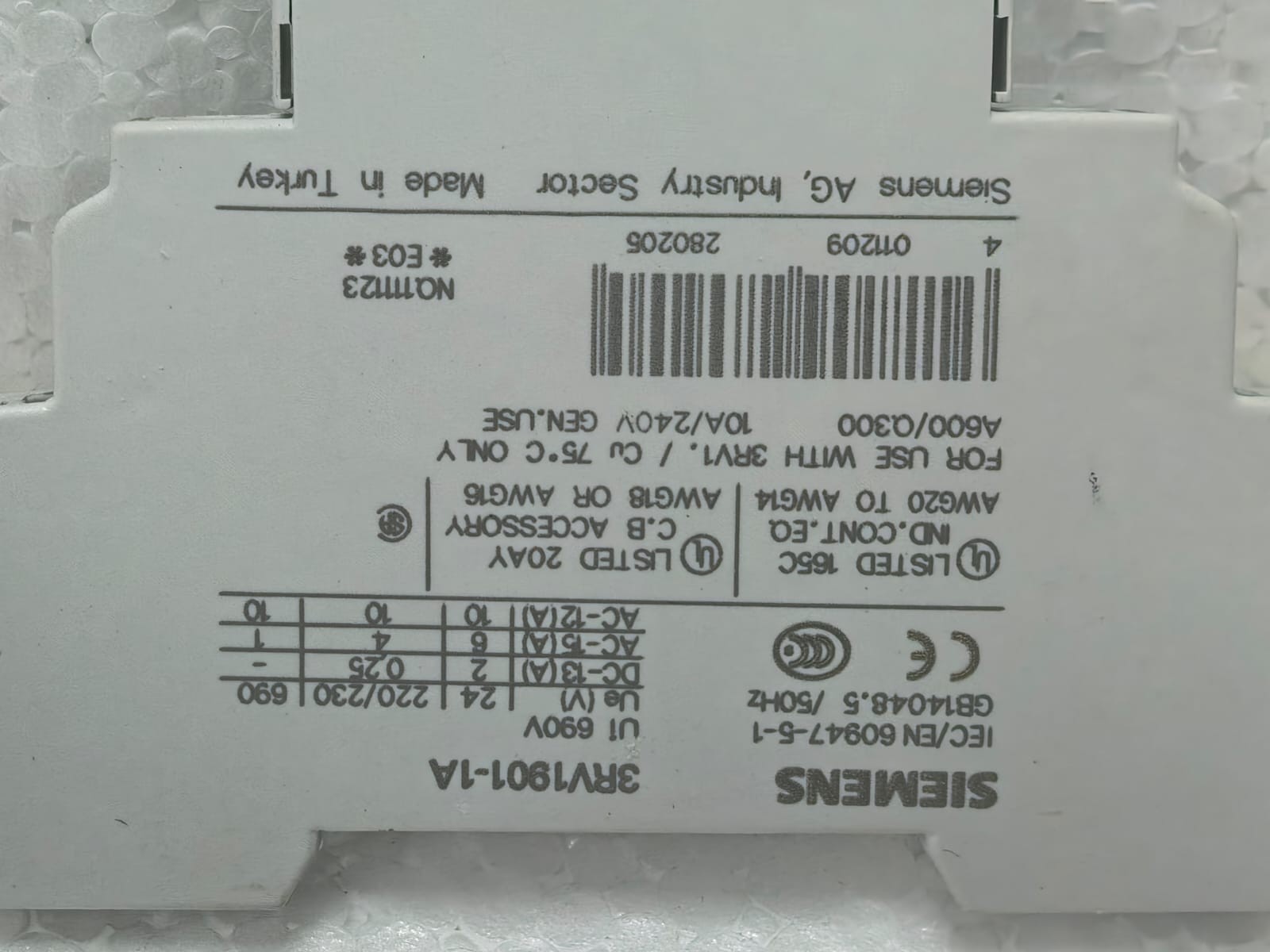 Siemens 3RV1901-1A SIEMENS 3RV1901-1A AUXILLARY CONTACT BLOCK 8