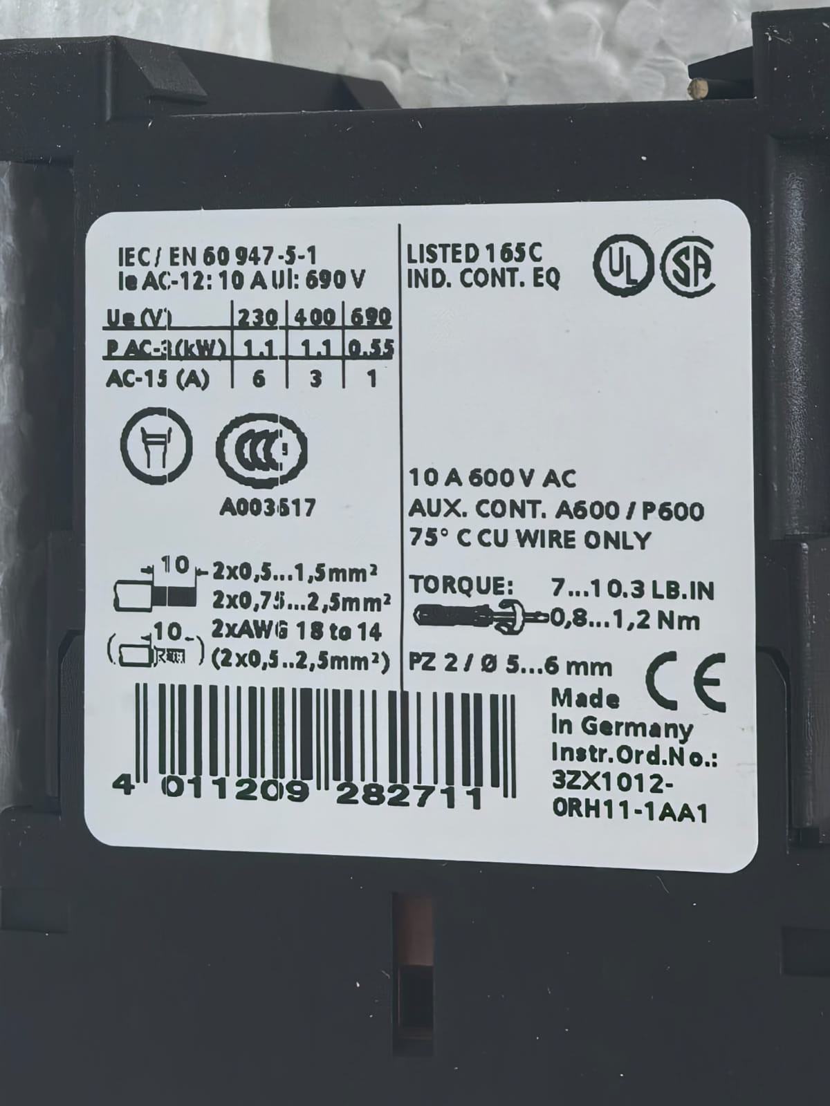 Siemens 3RH1140-1BF40 SIEMENS 3RH1140-1BF40 AUXILIARY CONTACTOR 3