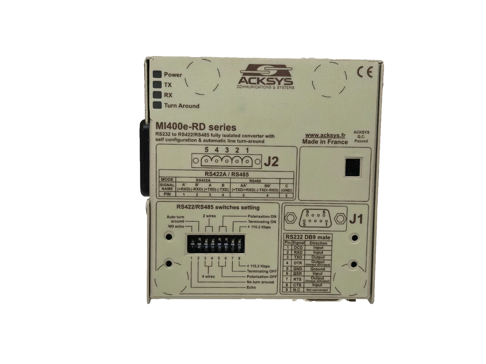 ACKSYS MI400E-RD ACKSYS MI400E-RD SERIES RS422A/RS485 CONVERTER 2