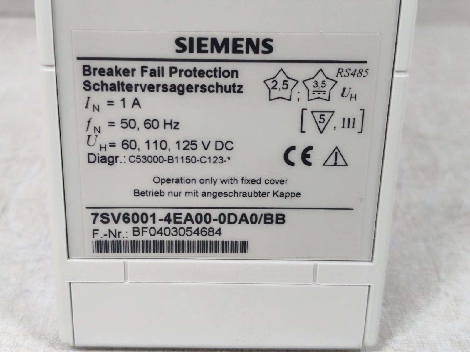 Siemens 7SV6001-4EA00-0DA0/BB SIEMENS 7SV6001-4EA00-0DA0/BB BREAKER FALL PROTECTION 5