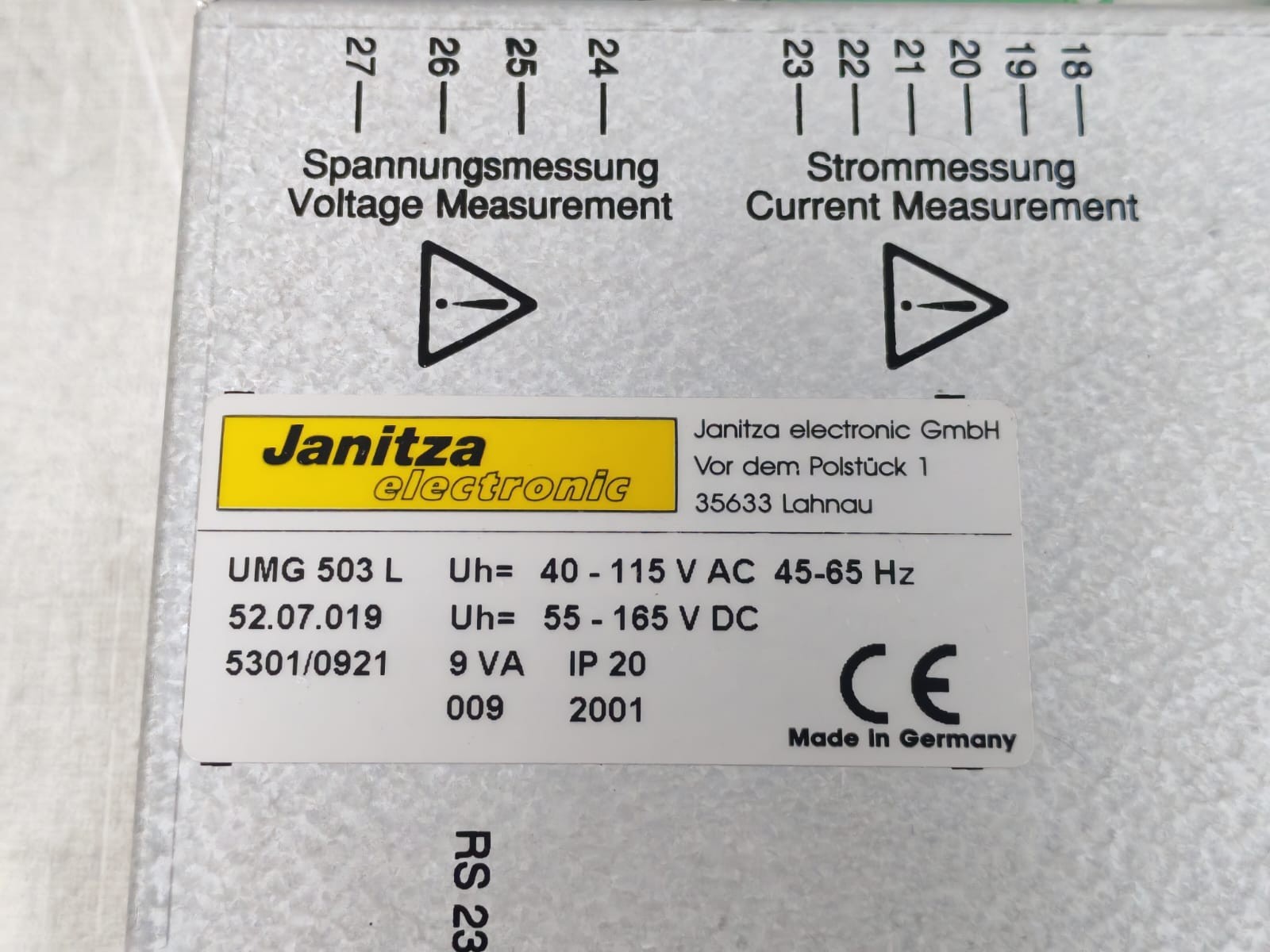 JANITZA UMG-503 JANITZA ELECTRONICS UMG 503 UNIVERSAL MEASURING DEVICE 8