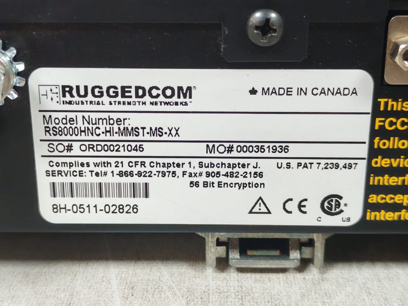 Siemens RS80000HNC-HI-MMST-MS-XX RUGGEDCOM INDUSTRIAL STRENGTH NETWORKS RS8000H /RS80000HNC-HI-MMST-MS-XX 7
